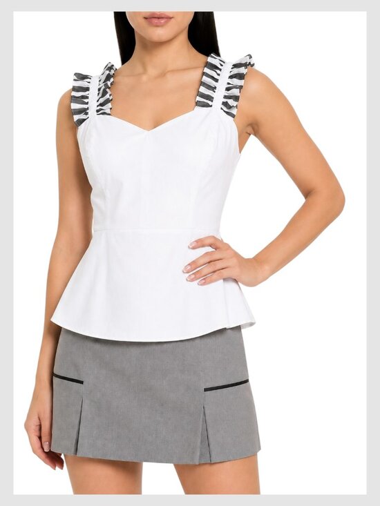Amanda Uprichard Tops - Amanda Uprichard White Peplum Top Ruffle Straps Sleeveless M